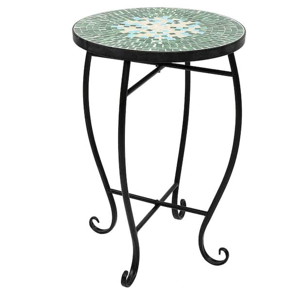 Winado Metal And Ceramic Tile Mosaic Patio Side Table-324651735808 