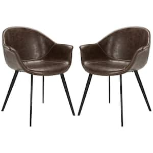 Dublin Dark Brown/Black Leather Dining Chair (Set of 2)