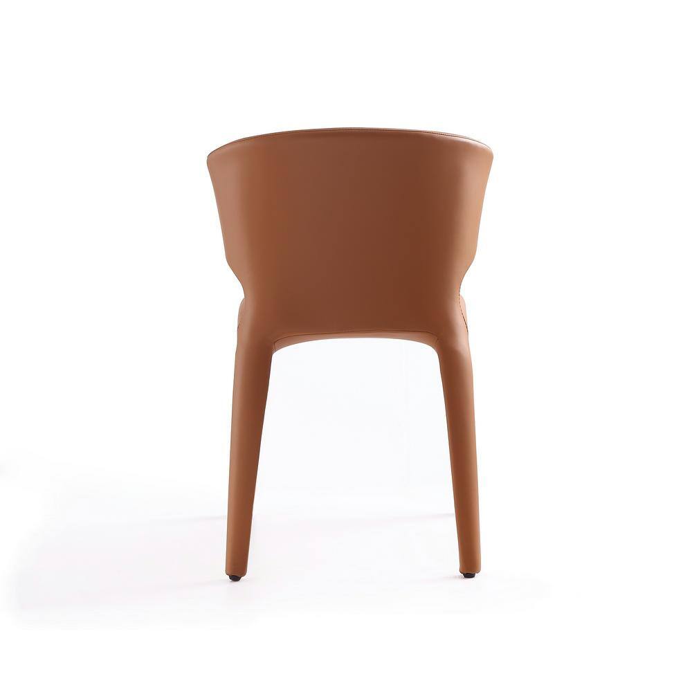 Set of 2 Saddle Brown Faux Leather Dining Chairs with Metal Legs