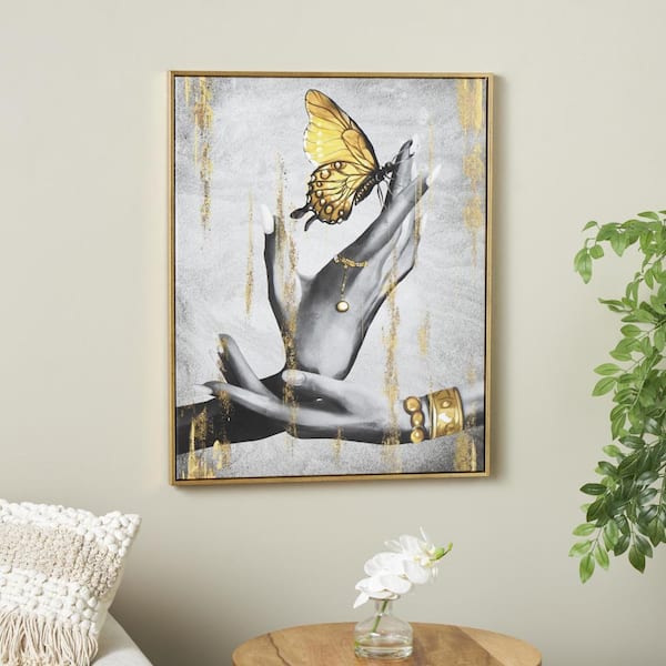 Litton Lane 1-Panel Butterfly Shaded Framed Wall Art with Litton Lane 1-Panel Butterfly Shaded Framed Wall Art with