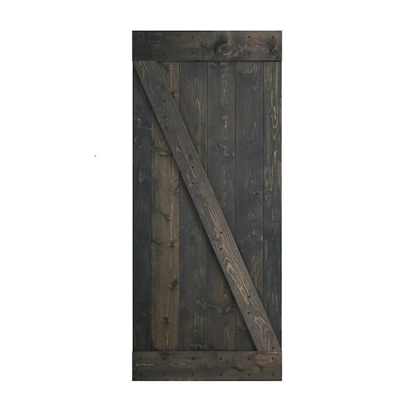 COAST SEQUOIA INC Z Series 36 in. x 84 in. Carbon Gray DIY Knotty Wood Sliding Barn Door Slab