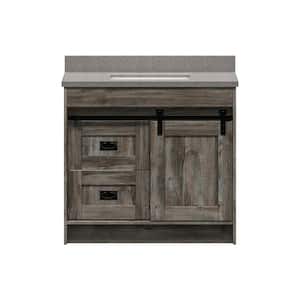 Barnstable 36 in. W x 22 in. D Vanity in Driftwood Gray with Cultured Marble Vanity Top in Pewter with White Basin
