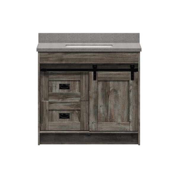 Barnstable 36 in. W x 22 in. D Vanity in Driftwood Gray with Cultured Marble Vanity Top in Pewter with White Basin