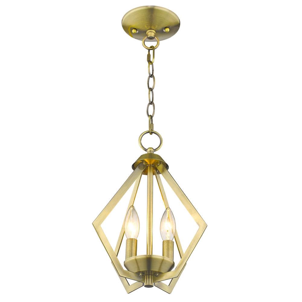 Mini Geometric Brass Pendant Light with Steel Frame