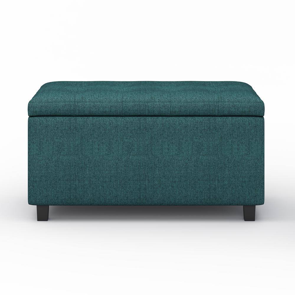 Teal Tufted Polyester Storage Footstool Ottoman