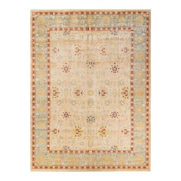 Solo Rugs Eclectic One-of-a-Kind Contemporary Ivory 9 ft. 1 in. x 12 ft. 1 in. Floral Area Rug