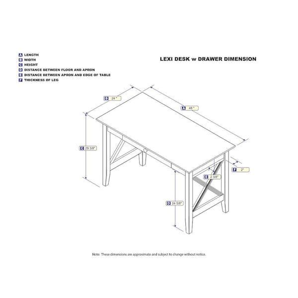 AFI - 48 in. Rectangular Walnut 1 Drawer Writing Desk with Solid Wood Material