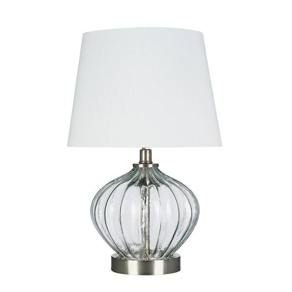Cresswell 16.5 in. Clear Glass Accent Lamp and LED Bulb