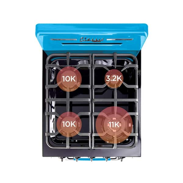 Unique Classic Retro 24 in. 2.9 Cu. ft. Retro GAS Range with Convection Oven in Robin Egg Blue