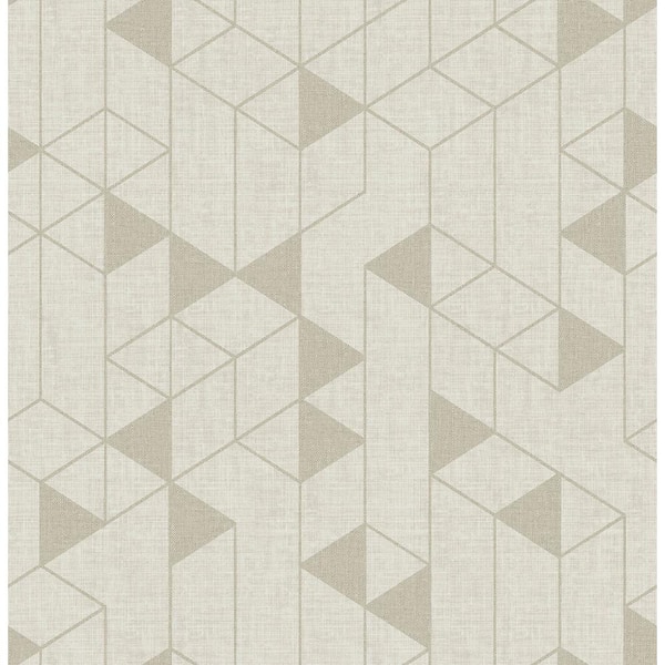 SCOTT LIVING Fairbank White Champagne Linen Geometric Wallpaper Sample