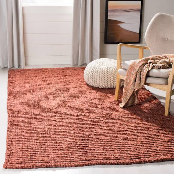 Natural Fiber Rust 4 ft. x 4 ft. Woven Crosstitch Square Area Rug