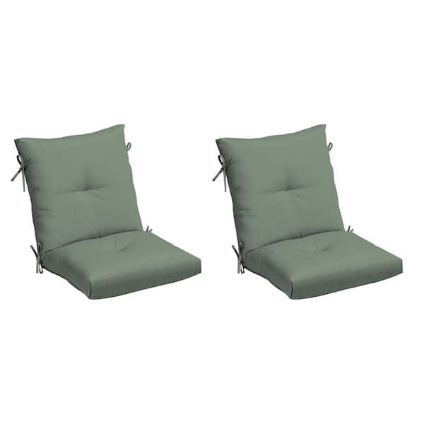ARDEN 21 x 21 EarthFiber Outdoor Plush Modern Tufted Polyfill Dining Chair Cushion, Sage Green Texture (Set of 2)
