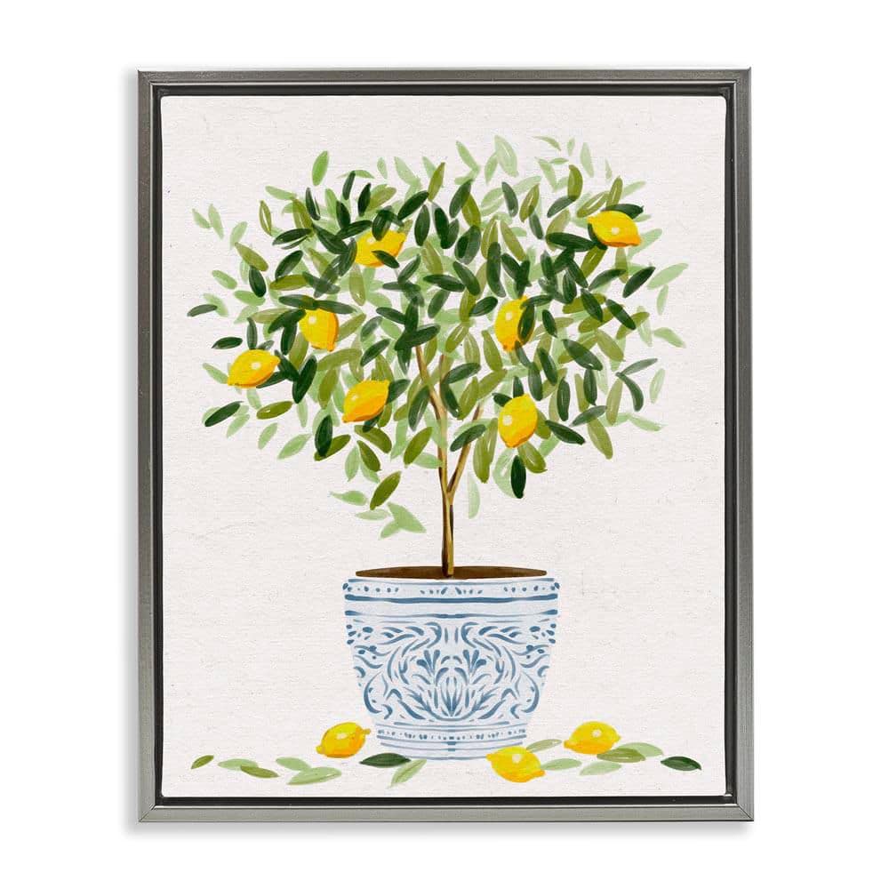 Lemon Tree Detailed Planter by Ziwei Li Gray Floater Frame Graphic Art Print Food 31 in. x 25 in. price history on PriceWatchPro