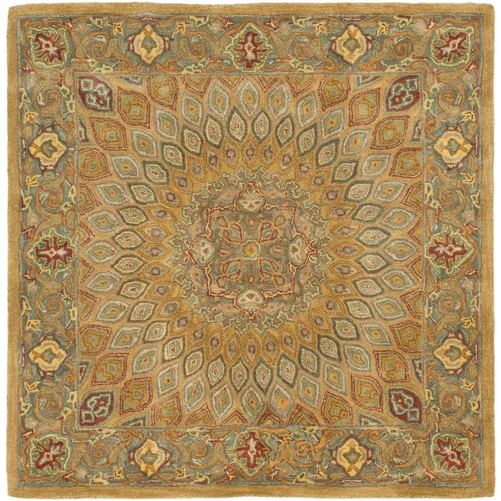 Heritage Light Brown and Grey Wool Tufted Square Rug