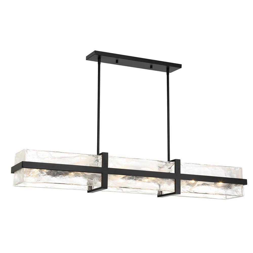 Coal and Cloud Glass 12-Light Linear Chandelier