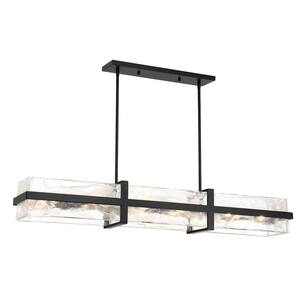Cloud Break 12-Light 48 in. Black Island Chandelier for Dining Room and No Bulbs Included