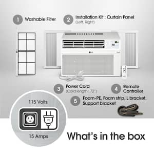 8,000 BTU 115V Window Air Conditioner Cools 350 sq. ft. with Wi-Fi, Remote and in White