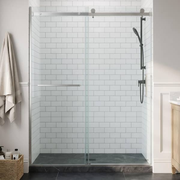 Abruzzo 60 in. W x 76 in. H Single Sliding Shower Door Frameless