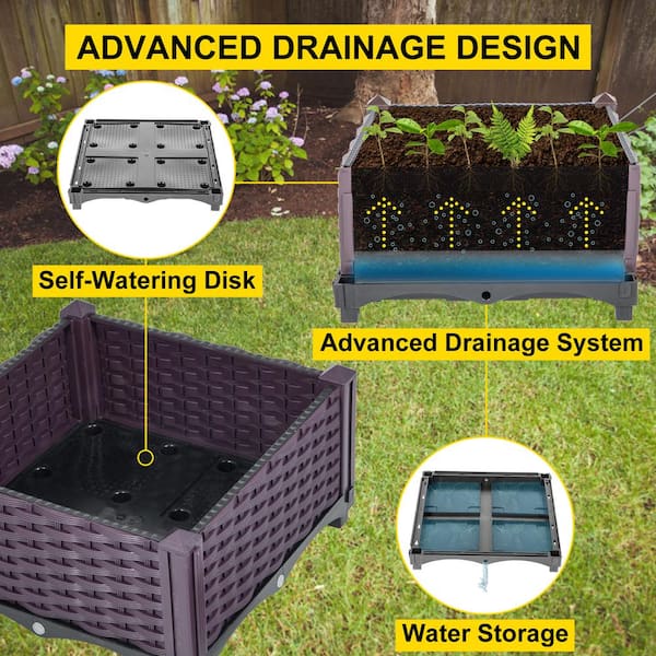 Image of Plastic raised flower bed with drainage system