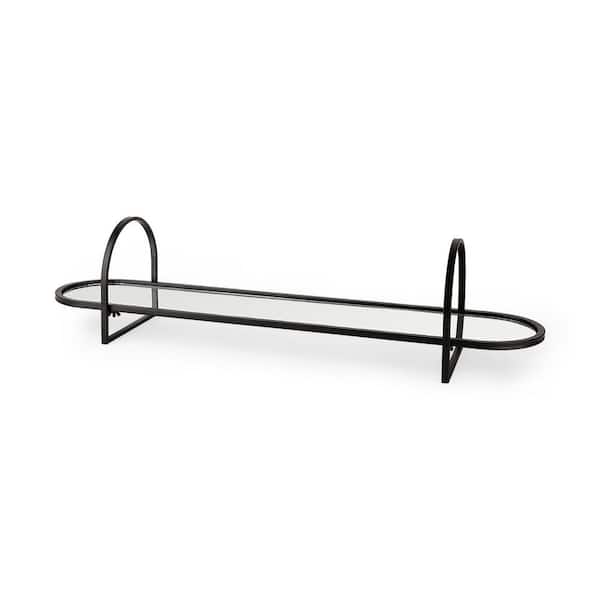 Mercana Evianna 30 in. L x 7 in. W x 7 in. H Mirrored with Black Metal Frame Tray