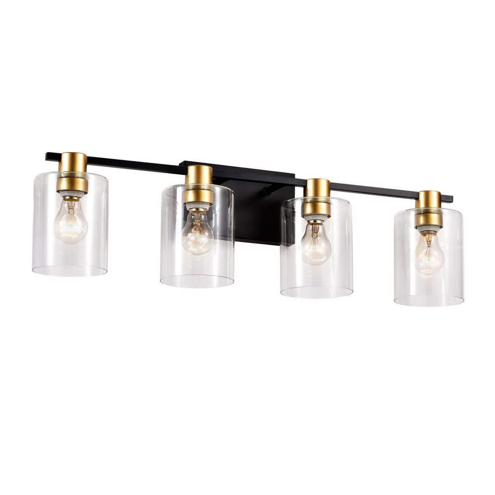 4.72 in. 4Light Matte Black plus Gold Color Vanity Light Fixture Bathroom O