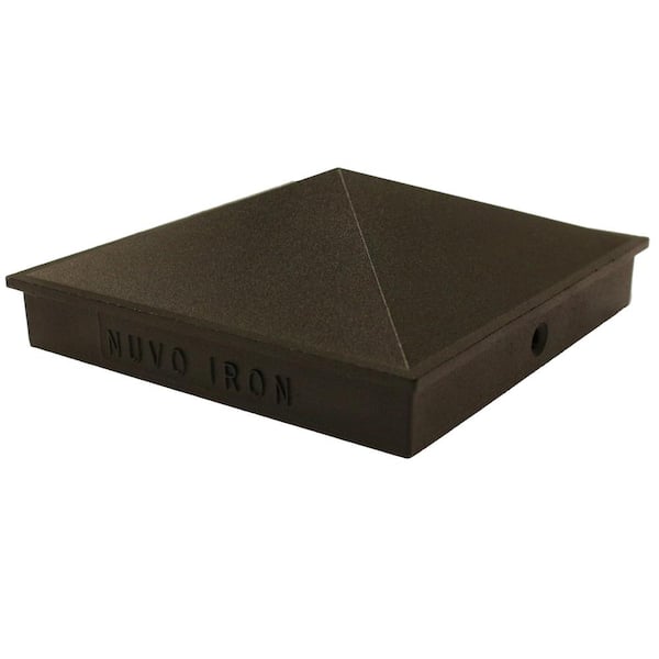 NUVO IRON 3-1/2 in. x 3-1/2 in. Black Aluminum Ornamental Pyramid Post Cap