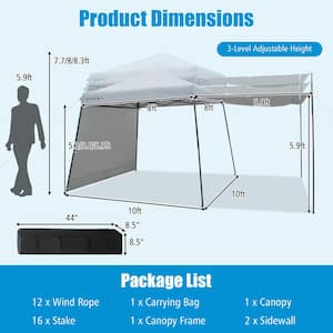 Patio 10 ft. x 10 ft. Instant Pop-up Canopy Folding Tent with Sidewalls and Awnings Outdoor