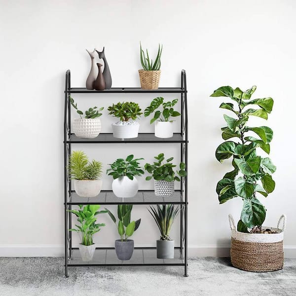 46 in. H x 26.5 in. x 11.5 in. Indoor/Outdoor Black Metal Plant
