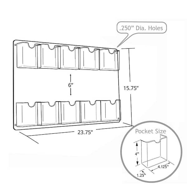 Azar Displays Wall Mount 10-Pocket Acrylic Brochure Holder in Clear 252069  The Home Depot