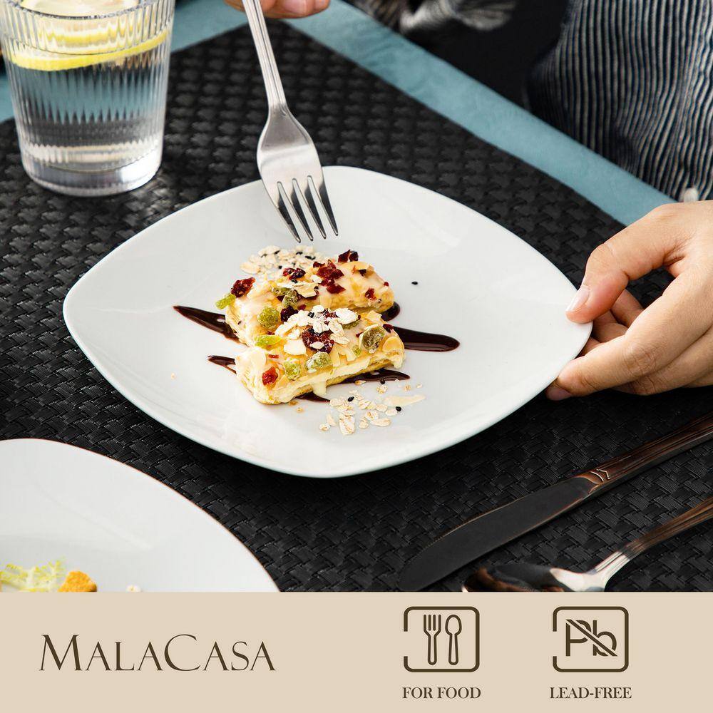 Series Elisa 7.5 in. Gray White Porcelain Dessert Plate Set of 6 - Thumbnail 3