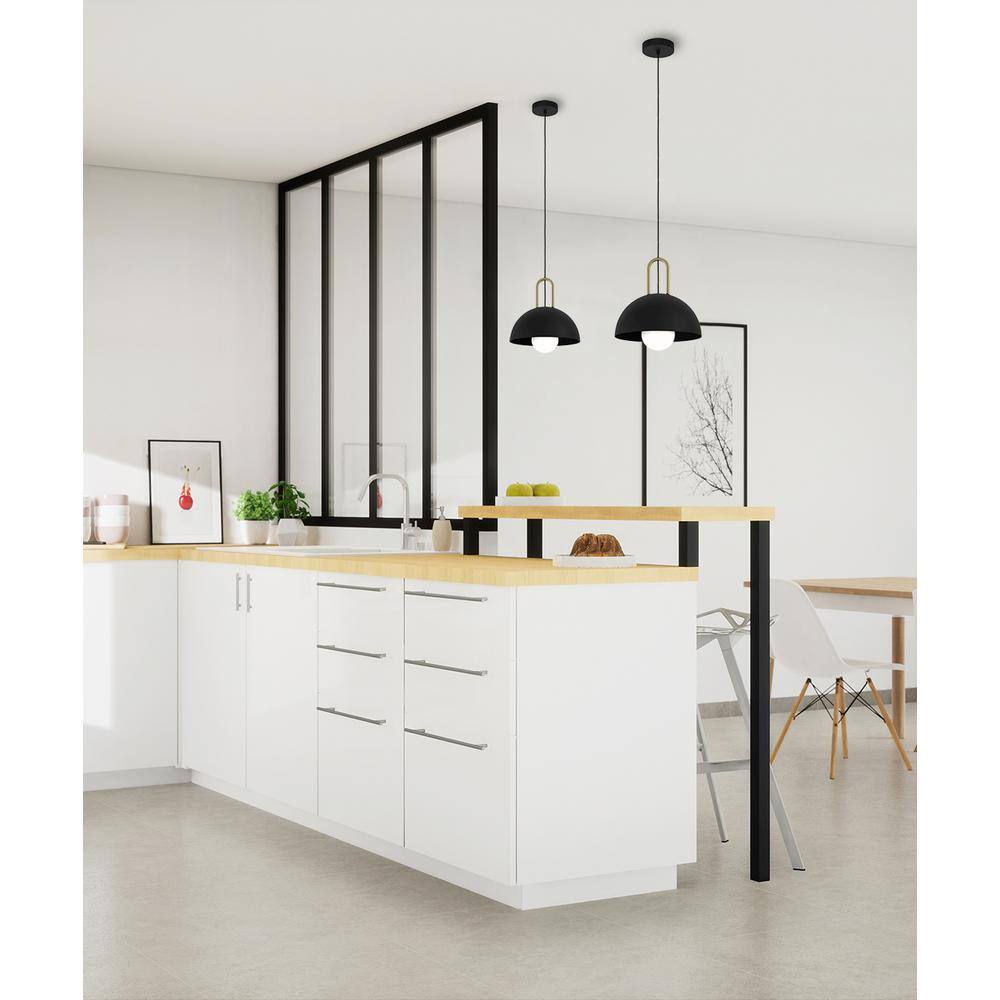 Calmanera 13" Black and Brass LED Pendant Light