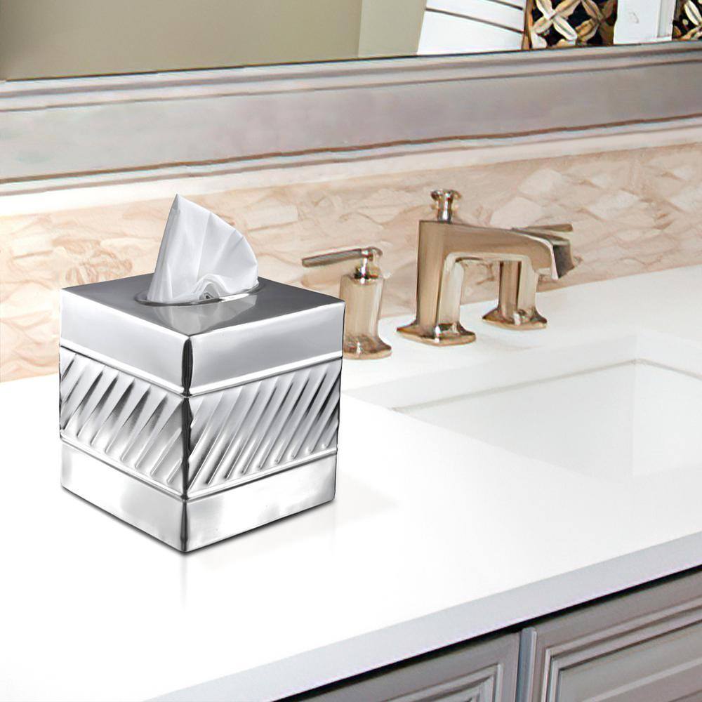 Nickel Chrome Wave Embossed Metal Tissue Box Cover