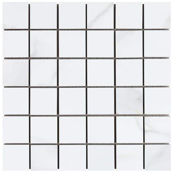 Ivy Hill Tile Terius Aurora Gold 4 in. x 0.41 in. Matte Marble Look Porcelain Floor and Wall Mosaic Tile Sample