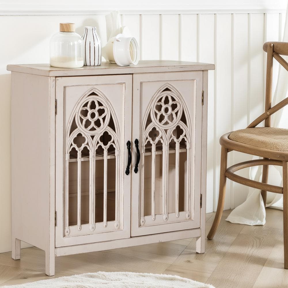 Church's　白色 MERODY 38 PHI VILLA 32.3 in. Church Design White Accent Storage Cabinet with