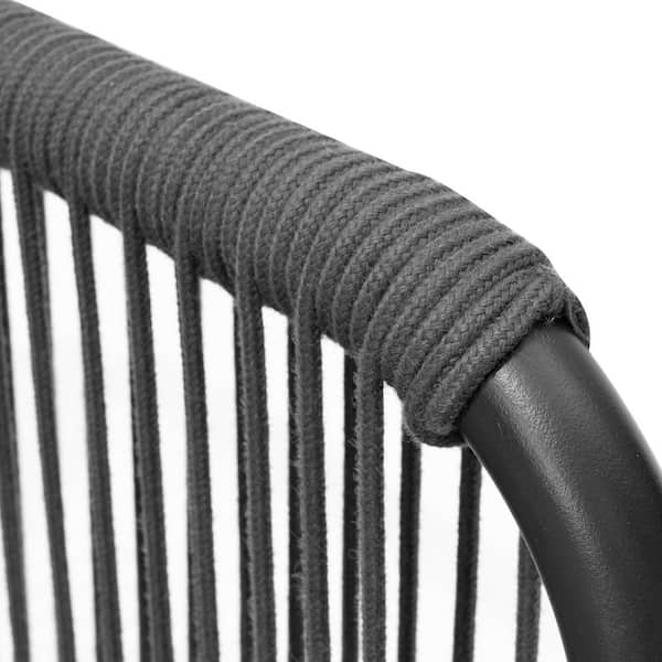 1 Piece Metal Outdoor Sectional Sofa with Dark Gray Cushions One Armrest