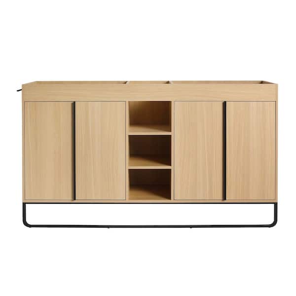 58.69 in. Freestanding Bath Vanity Cabinet without Top in Oak Unassembled