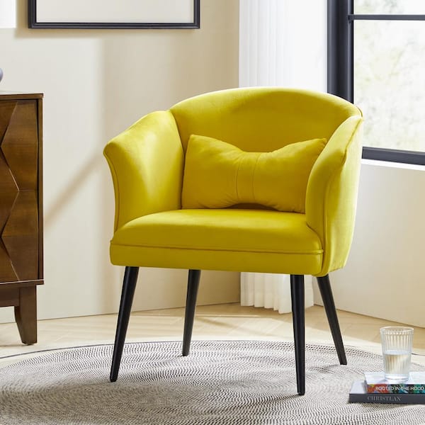 Richard Yellow 26.5 in. W Modern Accent Chair Wingback Chair with Metal Legs