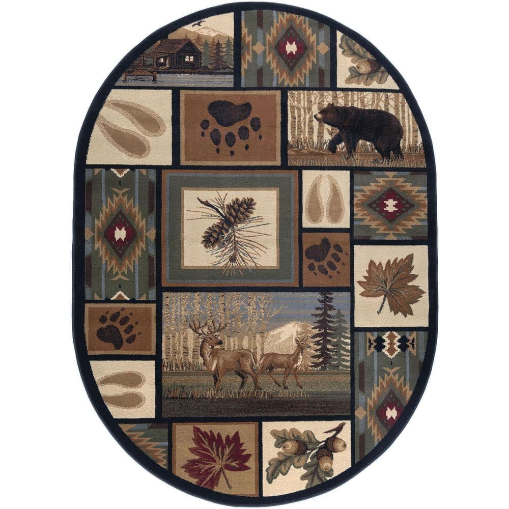 Nature Lodge Multi-Color 5 ft. x 8ft. Oval Indoor Area Rug price history on PriceWatchPro