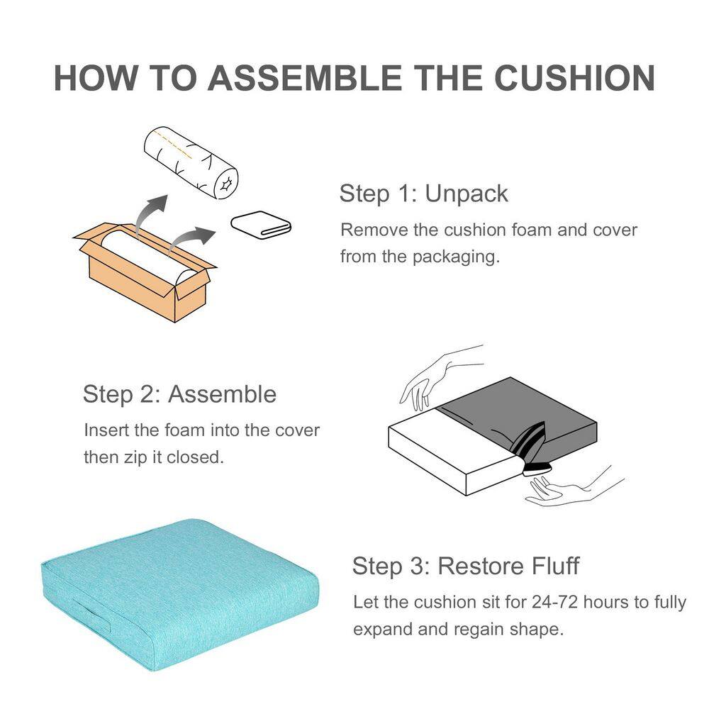 Instructions on how to assemble the seat cushion.