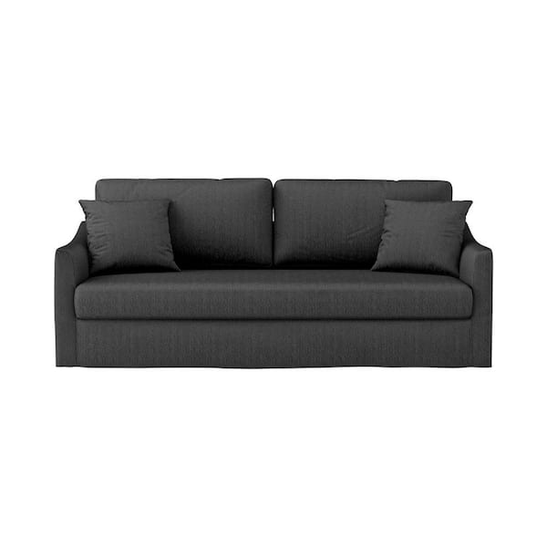 JAYDEN CREATION Wilfried 80.7 in. Modern Slipcovered Sofa With Removable Seat And Back Cushions-CHARCOAL