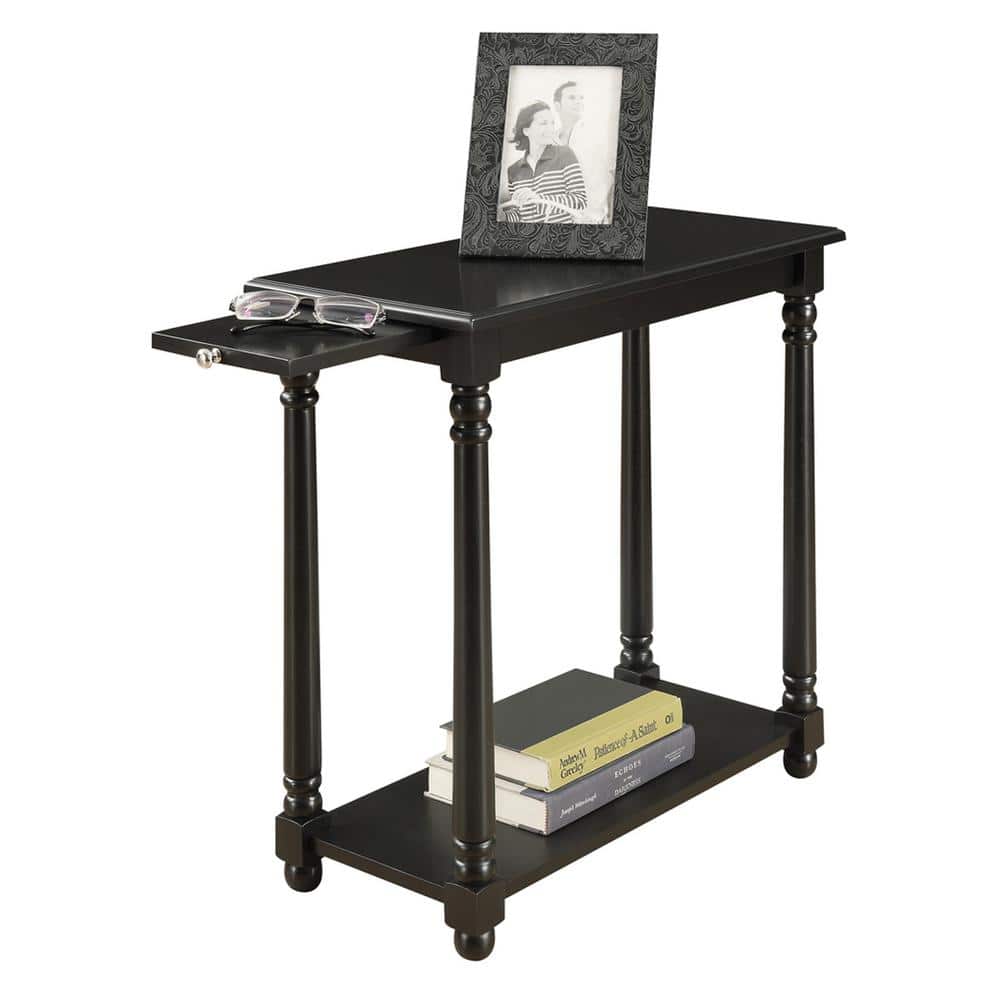 Provence Elegance Black Wooden End Table with Spindle Legs