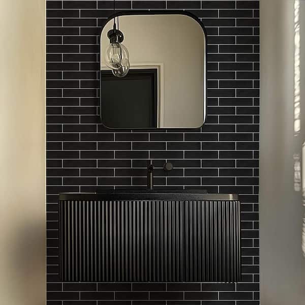 Gloss Black 2.5 in. x 10 in. Ceramic Wall Tile (13.89 sq. ft./Case)