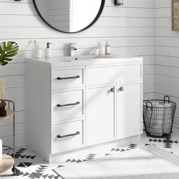 Cutler Kitchen and Bath Manhattan 36 in. W x 21 in. D x 36-1/2 in. H Free Standing Vanity White with Rectangle Basin in White