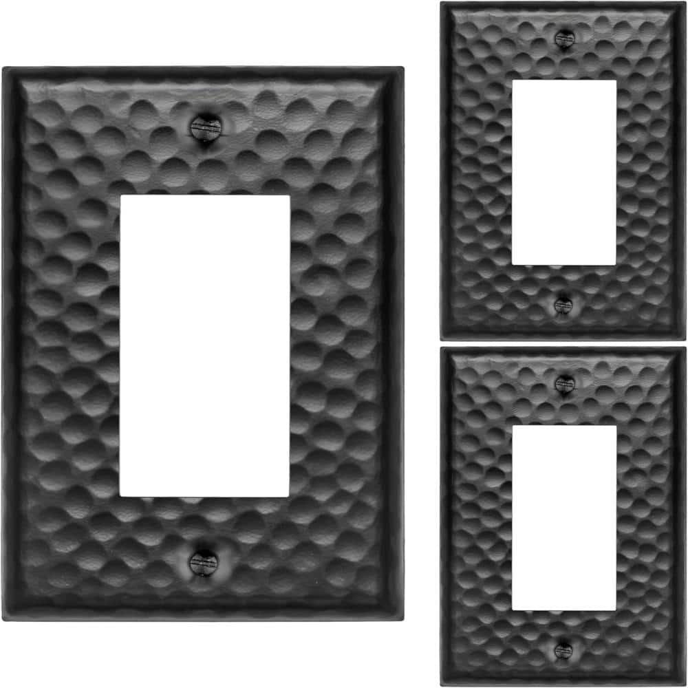 Hand Hammered 1-Gang Matte Black Single Rocker / Decorator Metal Wall Plate (3-Pack) price history on PriceWatchPro