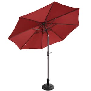 9 ft. Outdoor Market Patio Umbrella with Base in Red