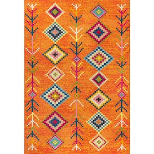 Tribal Love Orange/Multi 8 ft. x 10 ft. Geometric Area Rug