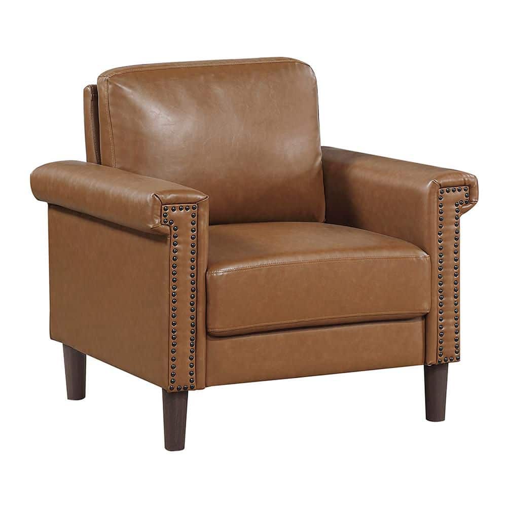Arlo Brown Faux Leather Living Room Arm Chair with Nailhead Trim price history on PriceWatchPro