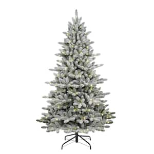 Pre-Lit 7.5 ft. Flocked Bennington Fir Artificial Christmas Tree with 400 Multi-Function Lights