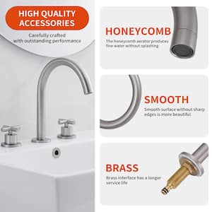 8 in. Widespread Double Handle High Arc Spout Bathroom Faucet in Brushed Nickel