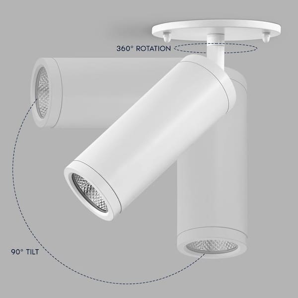 LUXRITE 2.5 In. 1 Light White Cylinder Integrated LED Hardwired